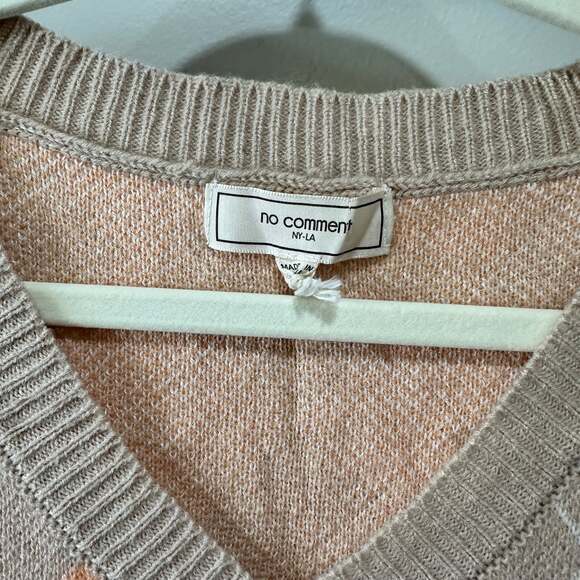 No Comment NY-LA Argyle Cropped Sweater Vest, Sz L - Picture 2 of 5